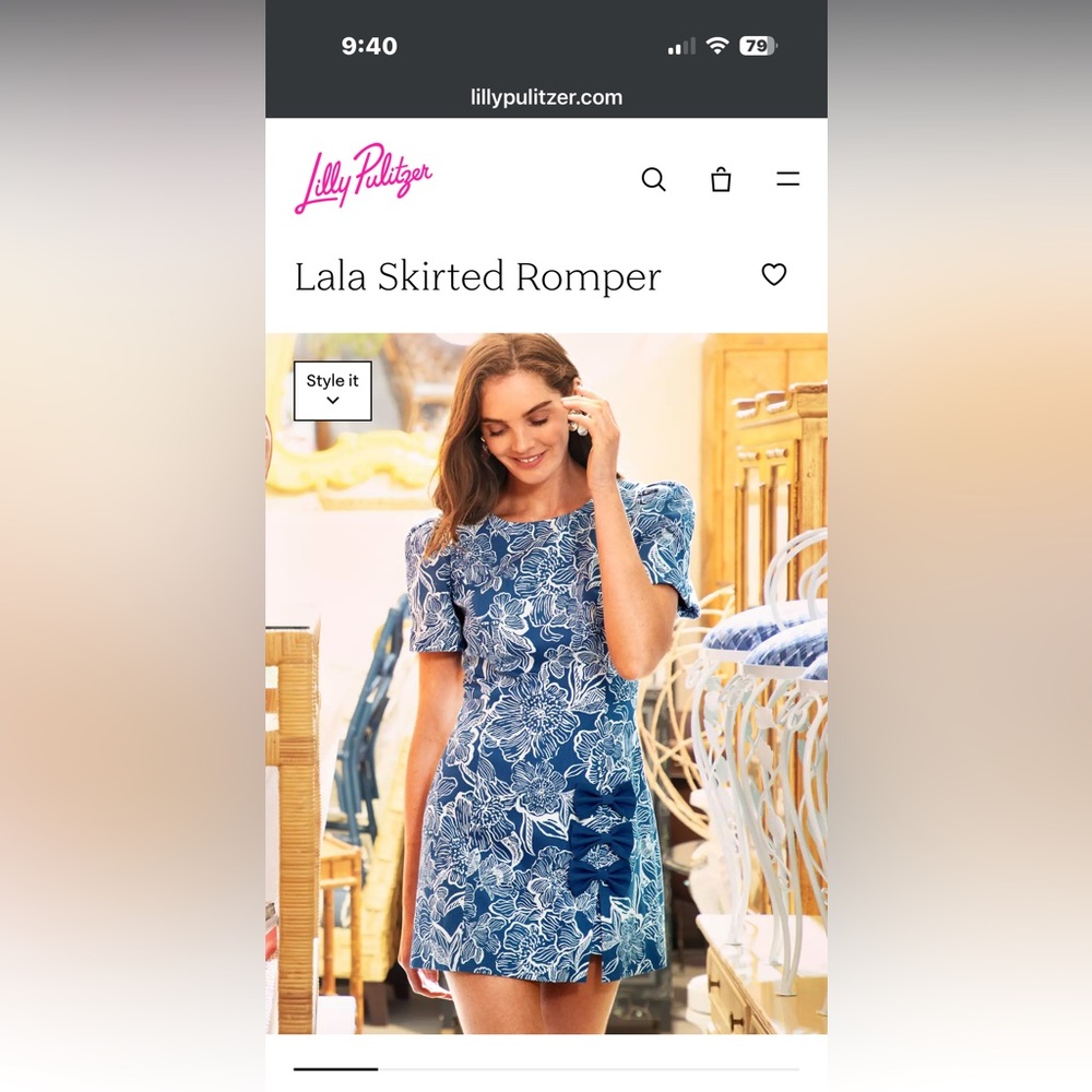 Lilly Pulitzer Lala Skirted Blue and White Patterned Romper - Picture 6 of 6